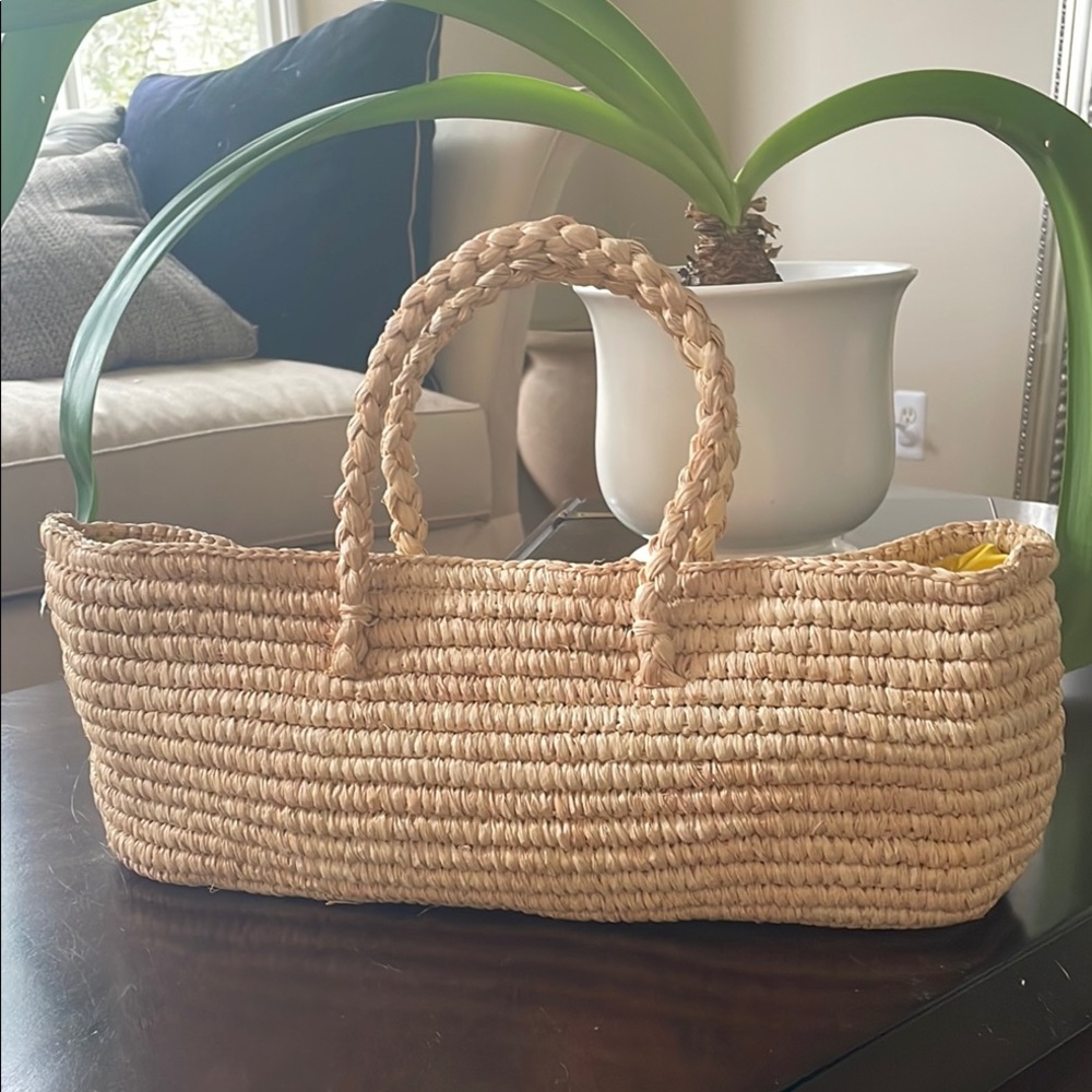 Zara Tan Woven Tote Bag